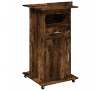 vidaXL Atril con Ruedas y cajón Madera Roble Ahumado 55x55x107 cm