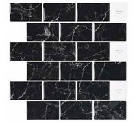 vidaXL Azulejo de Metro 10 pcs Mármol Negro 30,5 x 30,5 cm, Azulejos Decorativos, rectangulares, Resistentes al Agua, para baño, a Prueba de Moho, autoadhesivos