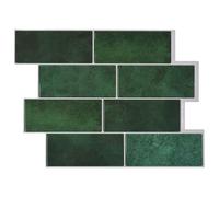 vidaXL Azulejos Subway 10 unidades verde oscuro 29 x 21 cm, azulejos de pared elegantes, azulejos subway resistentes, decoración rectangular para baños y cocinas modernas