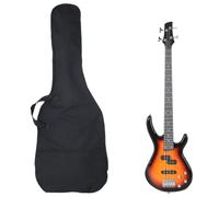 vidaXL Bajo Eléctrico para Principiantes con Funda, Guitarra Eléctrica, Bajo Eléctrico de Viaje, Instrumento Musical, Marrón Negro 4/4 46"