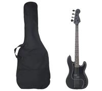 vidaXL Bajo Eléctrico para Principiantes con Funda, Guitarra Eléctrica de 4 Cuerdas, Bajo Eléctrico de Viaje, Instrumento Musical, Negro 4/4 46"