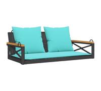 vidaXL Balancín con cojines, mecedora de relax, columpio para jardín, hamaca colgante, hamaca de polirratán, color negro