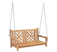 vidaXL Banca Columpio de Jardín 114 x 60 x 64 cm Madera de Teca Maciza, Hamaca de Jardín, Banco Ergonómico, Asientos Elegantes, Muebles Rústicos para Relajarte al Aire Libre