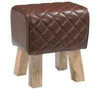 vidaXL Banco 40 x 30 x 45 cm Cuero Real Marrón Diamante