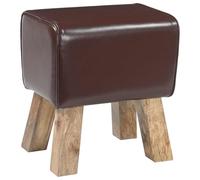 vidaXL Banco 40 x 30 x 45 cm Cuero Real Marrón Oscuro