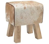 vidaXL Banco 40 x 30 x 45 cm Cuero Real Marrón y Blanco