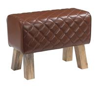 vidaXL Banco 60 x 30 x 45 cm Cuero Real Marrón Diamante