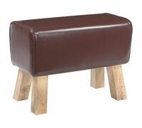 vidaXL Banco 60 x 30 x 45 cm Cuero Real Marrón Oscuro