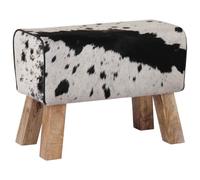 vidaXL Banco 60 x 30 x 45 cm Cuero Real Negro y Blanco