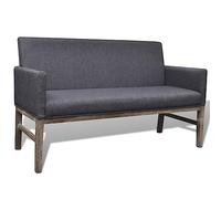 Banco Con Cojín Acolchado Madera De Caucho Tela Gris Oscuro 140 X 65 X 85 Cm Vidaxl
