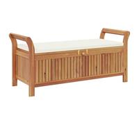 vidaXL Banco almacenaje jardín con cojín Madera Maciza de Acacia 126cm