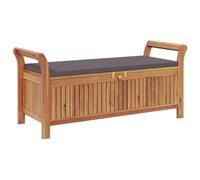 vidaXL Banco almacenaje jardín con cojín Madera Maciza de Acacia 126cm