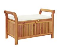 vidaXL Banco almacenaje jardín con cojín Madera Maciza de Acacia 91 cm