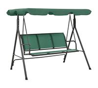vidaXL Banco balancín de jardín Acero y textilene Verde 170 cm, balancín de jardín, Banco Columpio, balancín de Porche, Banco balancín