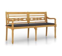 Vidaxl banco batavia con cojín antracita madera maciza de teca 150 cm