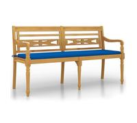 Vidaxl banco batavia con cojín azul real madera maciza de teca 150 cm