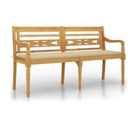 Vidaxl banco batavia con cojín beige madera maciza de teca 150 cm