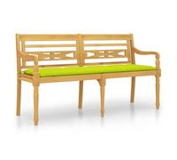Vidaxl banco batavia con cojín verde brillo madera maciza teca 150 cm