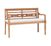Vidaxl banco batavia con cojines 120 cm teca