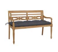 Vidaxl banco batavia de teca maciza con cojín gris antracita 120 cm