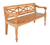 vidaXL Banco Batavia Jardín Terraza Patio Balcón Exterior Pasillo Decoración Asiento Silla Muebles Mobiliario Marrón Claro 123 cm Madera de Caoba
