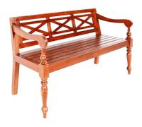 vidaXL Banco Batavia Madera Maciza de Caoba marrón Oscuro 123 cm