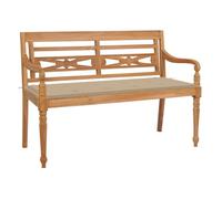 Vidaxl banco batavia madera maciza de teca con cojín beige 120 cm