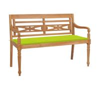 Vidaxl banco batavia madera maciza teca y cojín verde brillante 120 cm