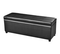 vidaXL Banco Baúl Acolchado Madera Tela PVC Negro Banquito Cofre de Pasillo