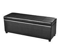 vidaXL Banco Baúl Acolchado Madera Tela PVC Negro Banquito Cofre de Pasillo