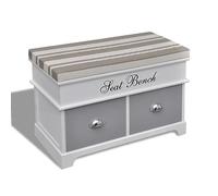 vidaXL Banco Baúl de Almacenaje de Entrada Blanco 2 Cojines Gris Asiento Caja
