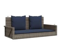 vidaXL Banco Columpio con Cojines Gris 119x56x48 cm ratán sintético