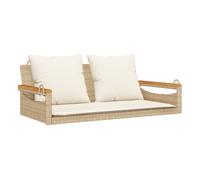 Vidaxl banco columpio con cojines ratán sintético beige 109x62x40 cm