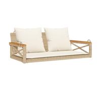 Vidaxl banco columpio con cojines ratán sintético beige 109x62x40 cm