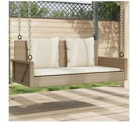 vidaxl Banco columpio con cojines ratán sintético beige 119x56x48 cm