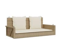Vidaxl banco columpio con cojines ratán sintético beige 119x56x48 cm