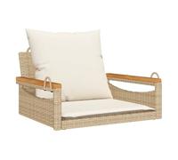 Vidaxl banco columpio con cojines ratán sintético beige 63x62x40 cm