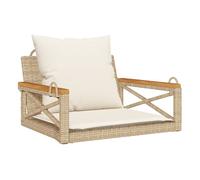 Vidaxl banco columpio con cojines ratán sintético beige 63x62x40 cm