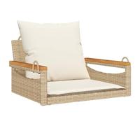 Vidaxl banco columpio con cojines ratán sintético beige 63x62x40 cm