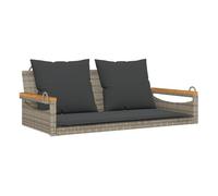 Vidaxl banco columpio con cojines ratán sintético gris 109x62x40 cm