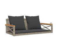 Vidaxl banco columpio con cojines ratán sintético gris 109x62x40 cm