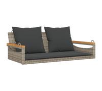 Vidaxl banco columpio con cojines ratán sintético gris 109x62x40 cm