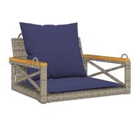 vidaXL Banco Columpio con Cojines ratán sintético Gris 63x62x40 cm