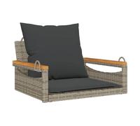 Vidaxl banco columpio con cojines ratán sintético gris 63x62x40 cm