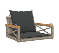 Vidaxl banco columpio con cojines ratán sintético gris 63x62x40 cm