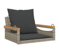 Vidaxl banco columpio con cojines ratán sintético gris 63x62x40 cm