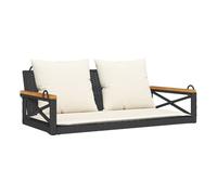 Vidaxl banco columpio con cojines ratán sintético negro 109x62x40 cm