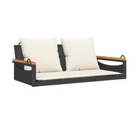 Vidaxl banco columpio con cojines ratán sintético negro 109x62x40 cm