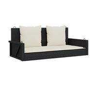 Banco Columpio Con Cojines Ratán Sintético Negro 119x56x48 Cm Vidaxl