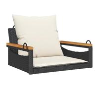 vidaXL Banco Columpio con Cojines ratán sintético Negro 63x62x40 cm